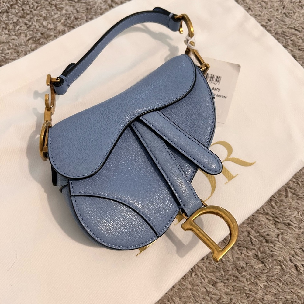 Dior Light Blue Micro Saddle Bag